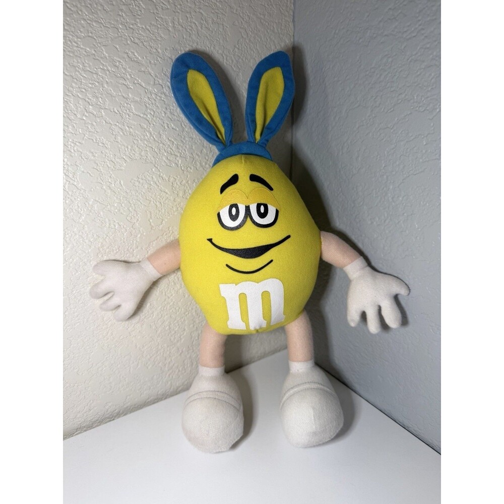 M&M Yellow Plush with Blue Easter Bunny‎ Ears